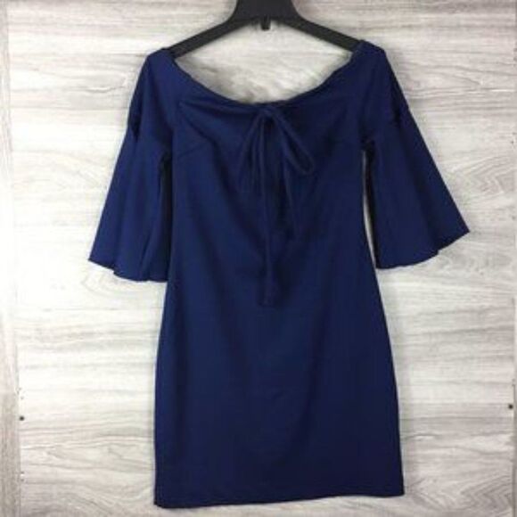 Trina Turk Blue Off The Shoulder Halter Mini Dress size 4 - Picture 4 of 7